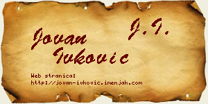 Jovan Ivković vizit kartica
